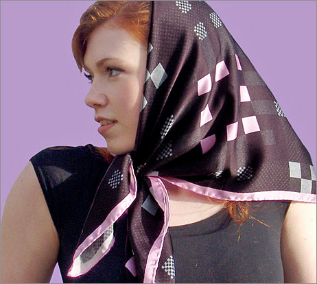 Mackintosh Check - Pure Silk Satin Headscarf